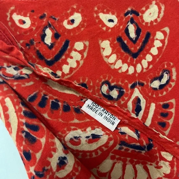 Indian Hand Printed Red Skirt - Picture 2 of 4